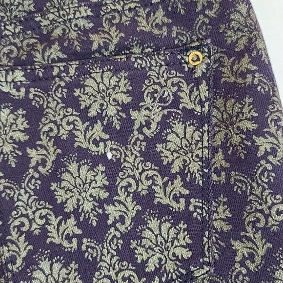 DL1961 Emma Legging Skinny Jeans Ornate Demask Purple Gold Size 25 - Picture 8 of 16